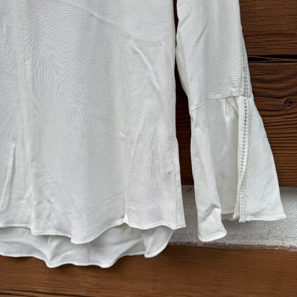 JOHNSTON & MURPHY Women’s Bell Sleeves Top Cream, Crepe, Sz Small S 45-1544 NWT - Picture 9 of 16